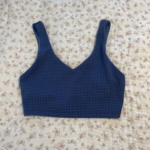 Aerie Navy Houndstooth Active Crop Top